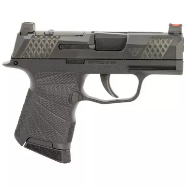 Wilson Combat SIGWCP3659BSR P365 9mm Luger 10+1 (2) 3.10", Black, RMRSc Optic Cut Slide with X-Tac Pattern Serrations, Polymer Frame, Sunburst Grips, Optic Height Fiber Optic Sights, Standard Trigger