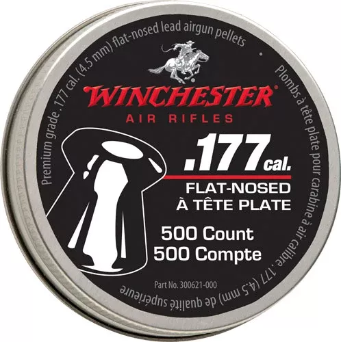 Winchester .177 Flat Pellets – 500 Count Tin 6 Pack Case