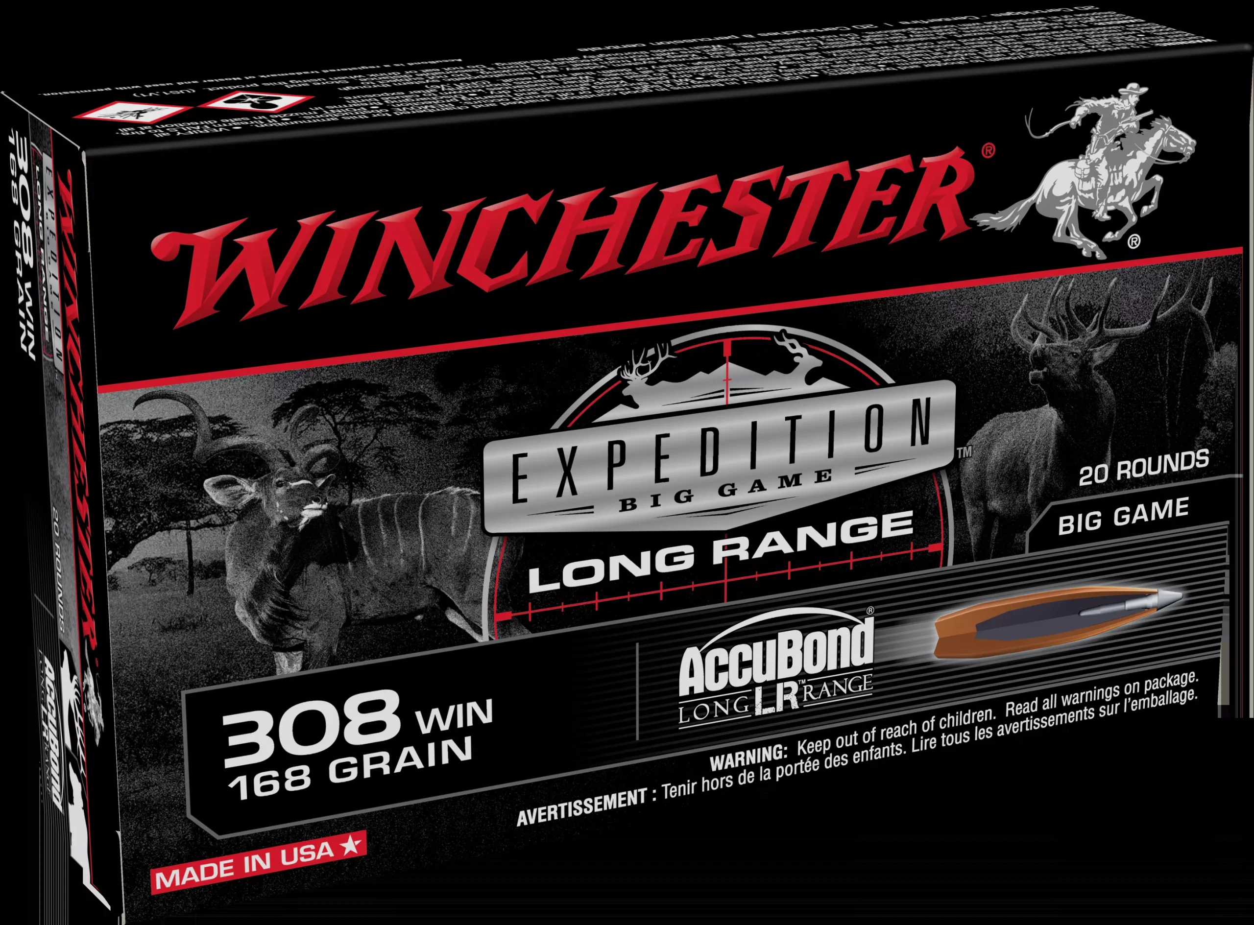 Winchester Ammo Expedition Big Game Long Range 308 Win 168 gr AccuBond Long Range 20 Bx/10 Cs