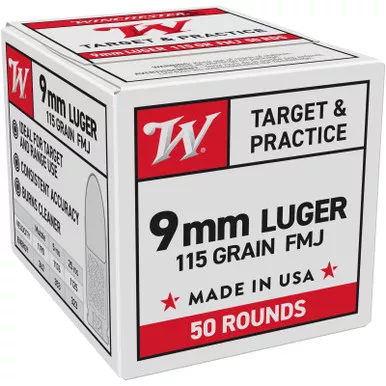 Winchester Target & Practice 9MM Luger 115 Grain Full Metal Jacket 50 Rnd