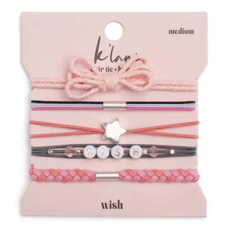 Wish Pink Bow & Star Hair Tie Bracelet