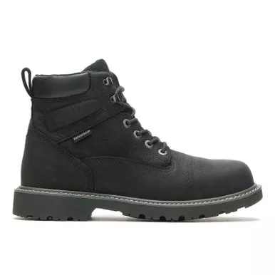WOLVERINE Men’s Floorhand Waterproof Steel-Toe 6in Black Work Boots (W10694)