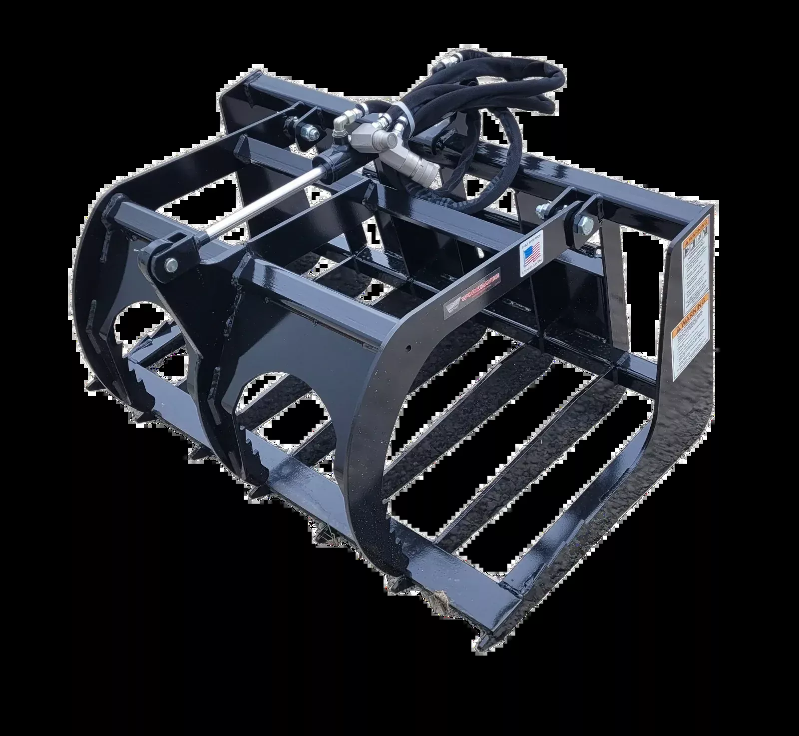 Worksaver Mini Tine Grapple | Models MTG-42 & MTGB/G-42 | 41.5″ Width | Dual 2″x6″ Cylinders | 8-12 GPM | For Mini Skid Steer