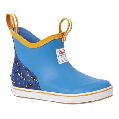 XTRATUF Kid’s Ankle Salmon Sisters Light Blue Deck Boots (XKAB-2SS)