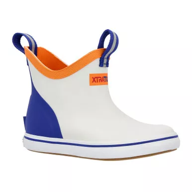 XTRATUF Little Kids ADB 6in White Multi/Blue Ankle Deck Boots (XKAB100C)