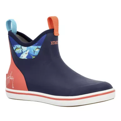 XTRATUF Men’s ADB Guy Harvey 6in Navy/Emberglow/Shark Ankle Deck Boots (XMABGH20)